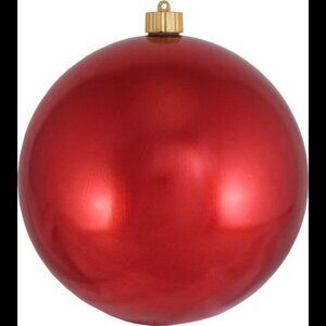Christmas by Krebs Red Plastic Large Shatterproof Glitter Ball Ornament, 8"